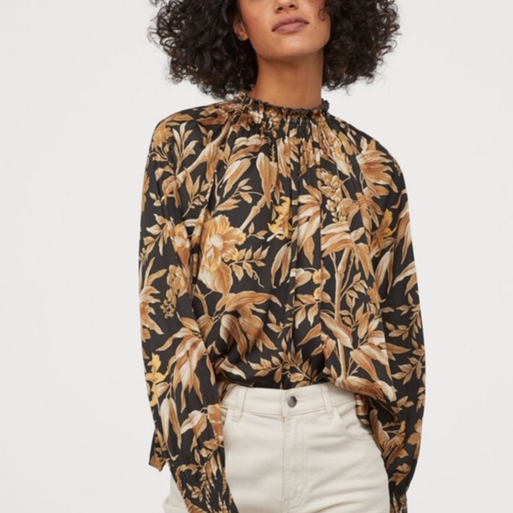 H&M Emerald Green Floral Pattern Blouse - Picture 9 of 11